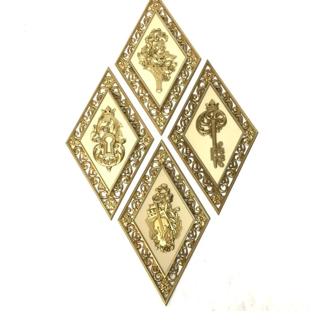 * DART MCM  Diamond Music and Key Wall Decor Plaques Vintage 14” x 8”